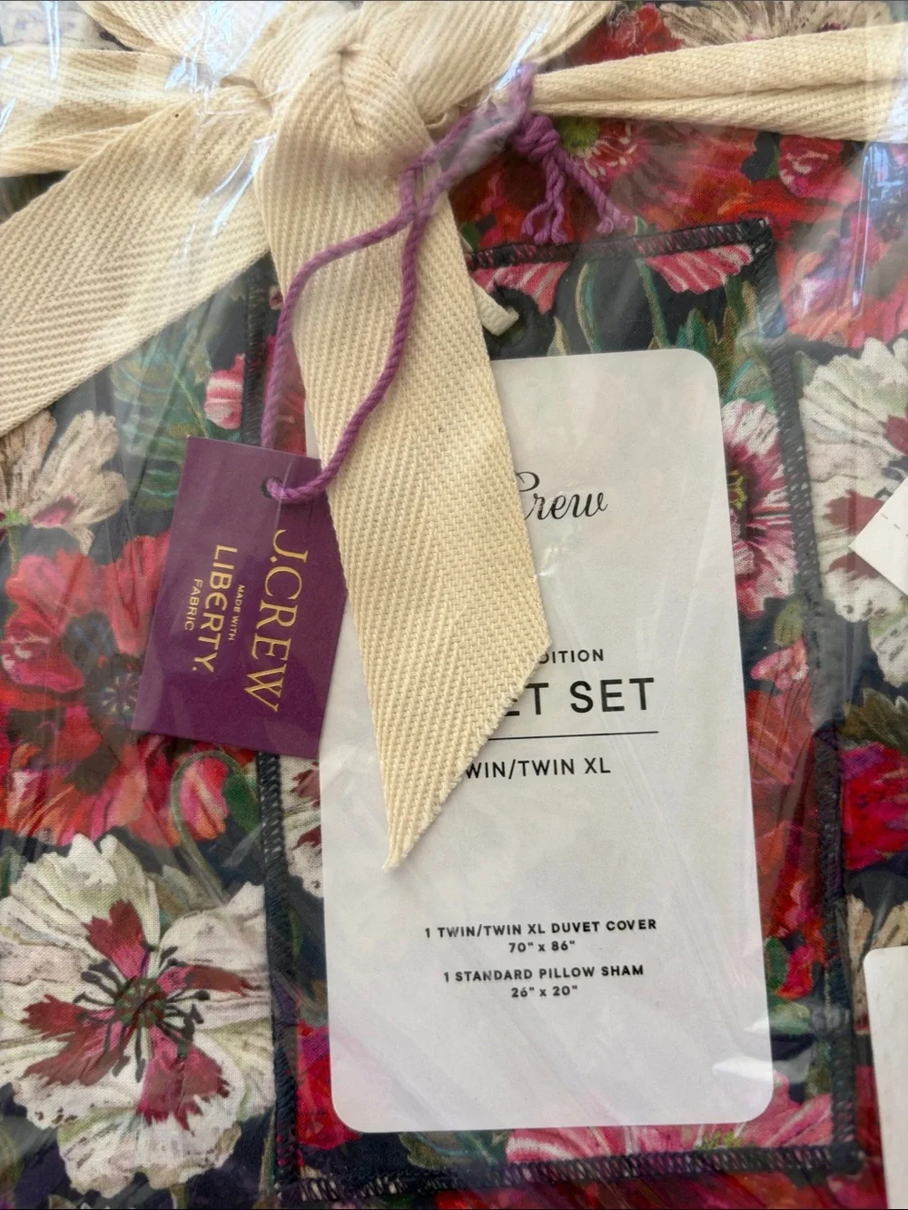 J. Crew Floral Duvet Cover Set - Red, Pink, Cream, Green